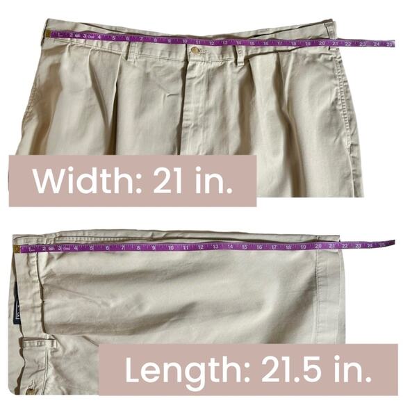 Men’s Polo Ralph Lauren | 42T Vintage Khaki Pleated Shorts | Preppy Classic - Picture 6 of 6